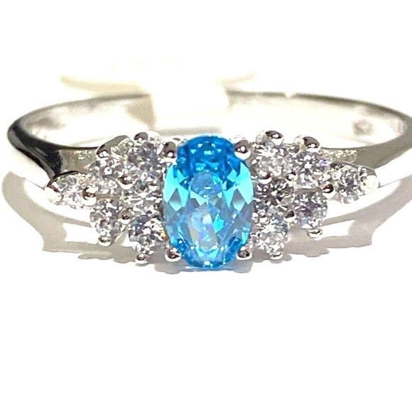 Kohl's Jewelry Blue Topaz 925 Ss Wedding Promise Love Ring Sz